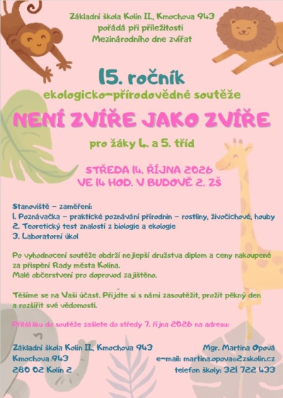 Leták soutěž Není zvíře jako zvíře